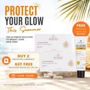 Heliocare Luminance Oral Supplement - 60 Capsules x 2 Boxes FREE HELIOCARE WATER GEL SPF50+