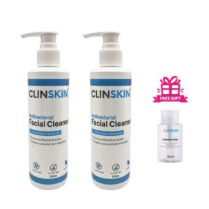BUNDLE of 2 CLINSKIN Antibacterial Facial Cleanser 250 ml – Acne & Blemish Control | Salicylic Acid Face Wash